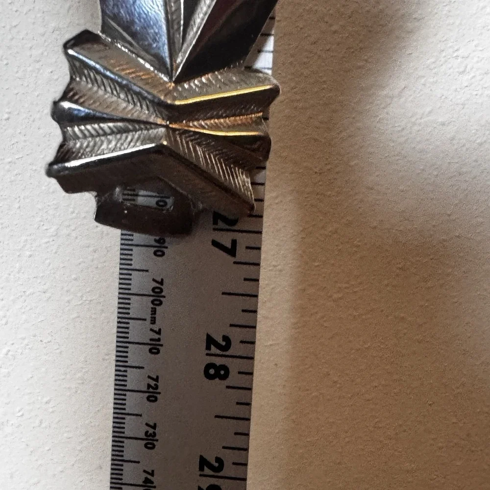Vintage Accessocraft NYC Silver Tone Stretch Belt Art Deco Buckle